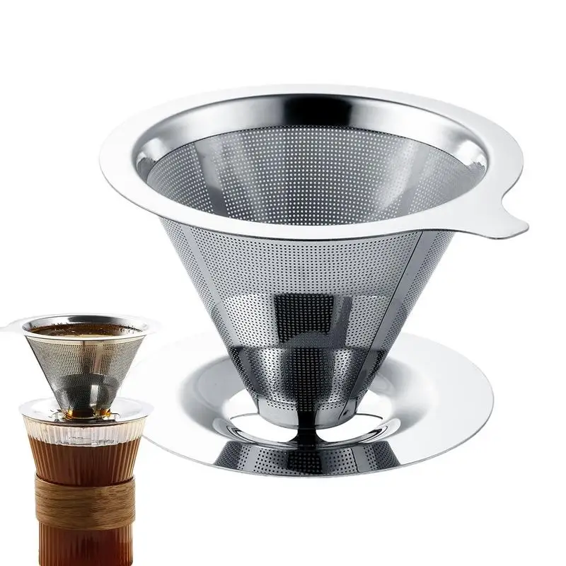 

Paperless Reusable Coffee Filter Slow Drip Stainless Steel Coffee Dripper Travel Rust-Proof Coffee Maker Portable Cone Dripper