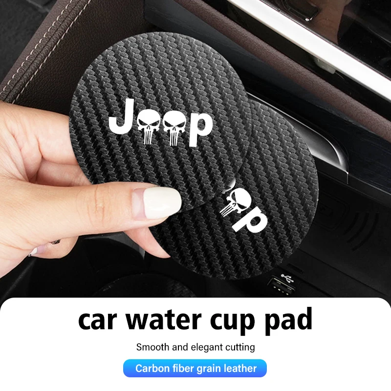 Universal Car Coaster Anti-Slip Carbon Cup Pad Bottle Holder Mat For Jeep Patriot Renegade Wrangler JK JL Liberty Trailhawk