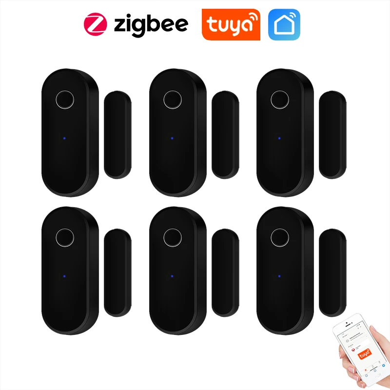 Tuya Smart Zigbee Door Sensor Door Window Open Close Detector Black Smart Home Security System Work With Gateway Smart Life APP