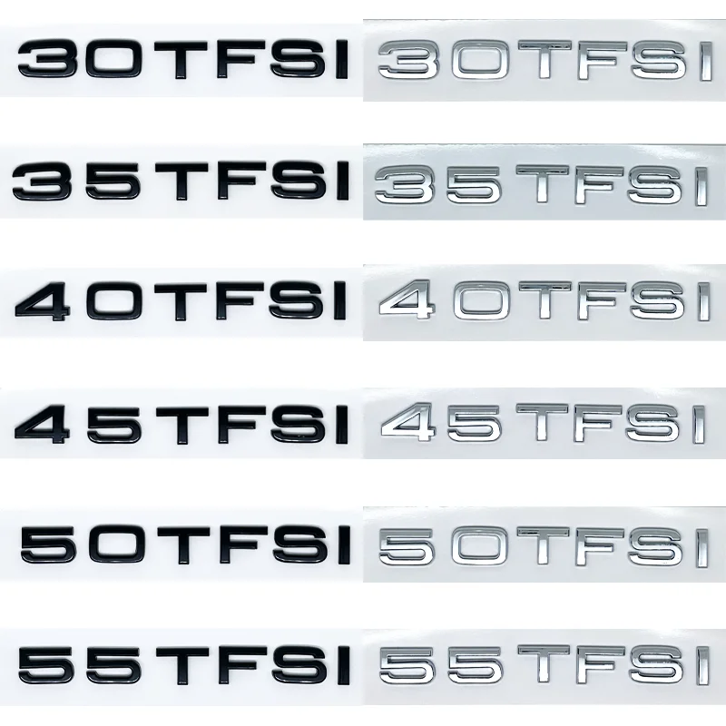 3D 로고 2.0T 3.0T 2.4 3.2 3.6 4.2 30TFSI 35TFSI 40TFSI 45TFSI 50TFSI 55TFSI TFSI TDI 엠블럼 배지 (A1 A2 A3 A4 A5 A6 A7 A8 용