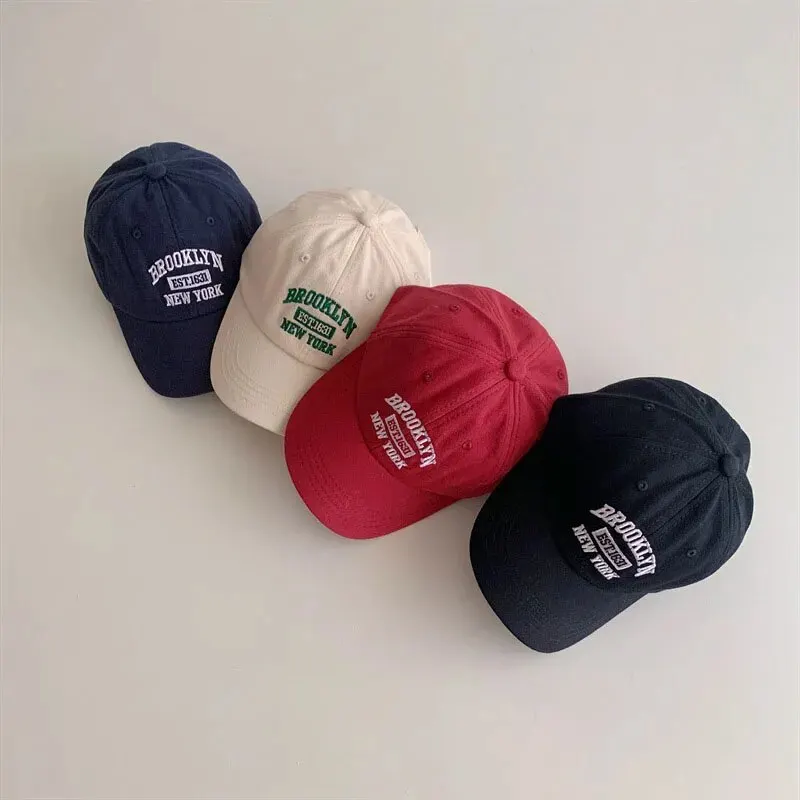 Baseball Cap Letter Kids Baseball Cap Solid Color Toddler Sun Hat Korean Embroidery Adjustable Boy Girl Peaked Cap