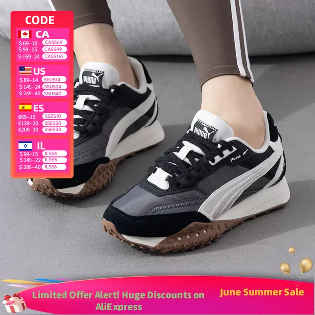 PUMA Blktop Rider Neo Vintage Unisex Chaussures décontractées basses confortables à semelle épaisse et durables Noir/Gris/Blanc 393151-06 1