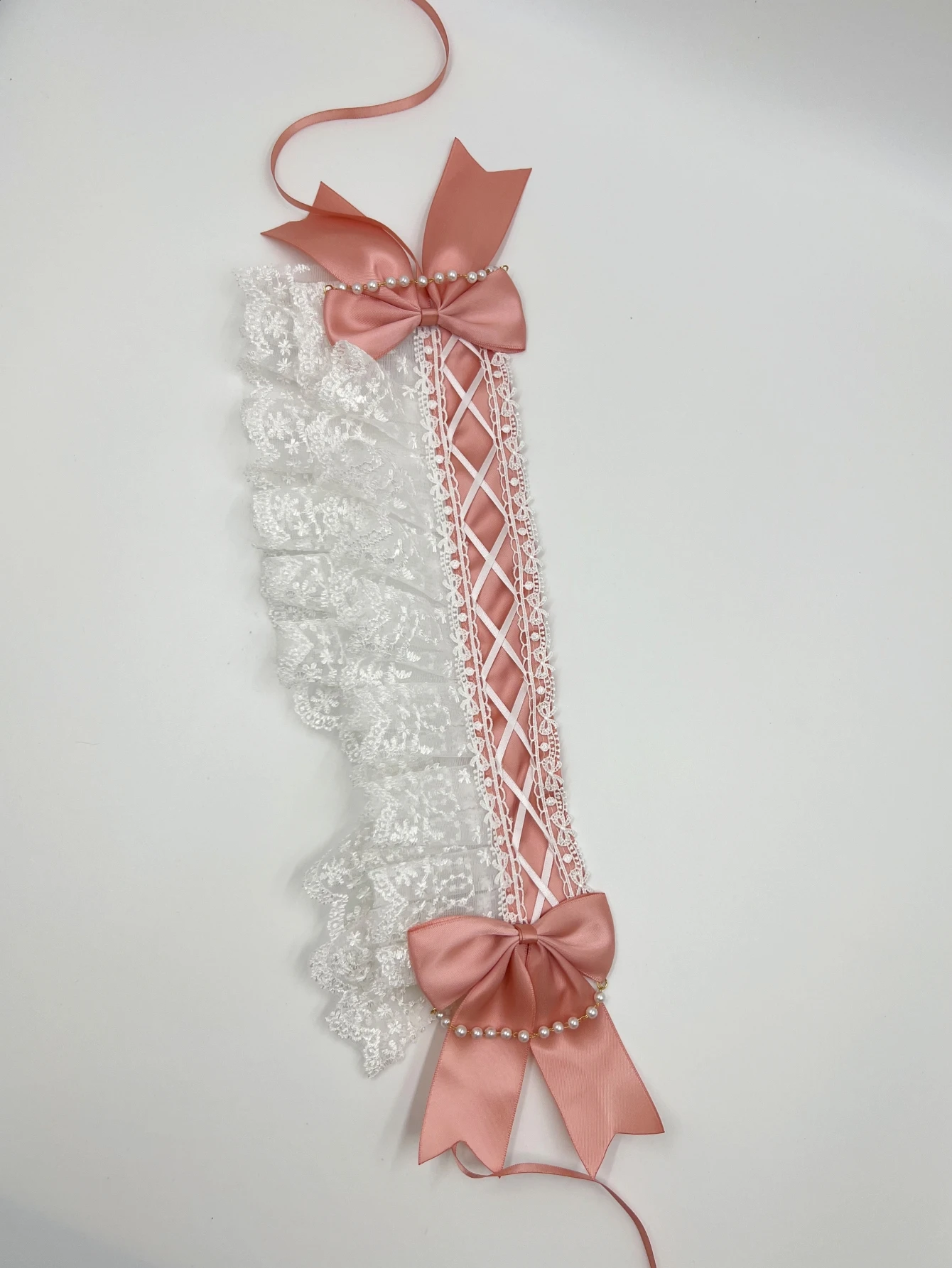 Lolita Süße Frauen Stirnband Kontrast Farbe Rüschen Spitze Band Schleife Haarband Mit Haarnadeln Anime Maid Kopfschmuck – Detail 19
