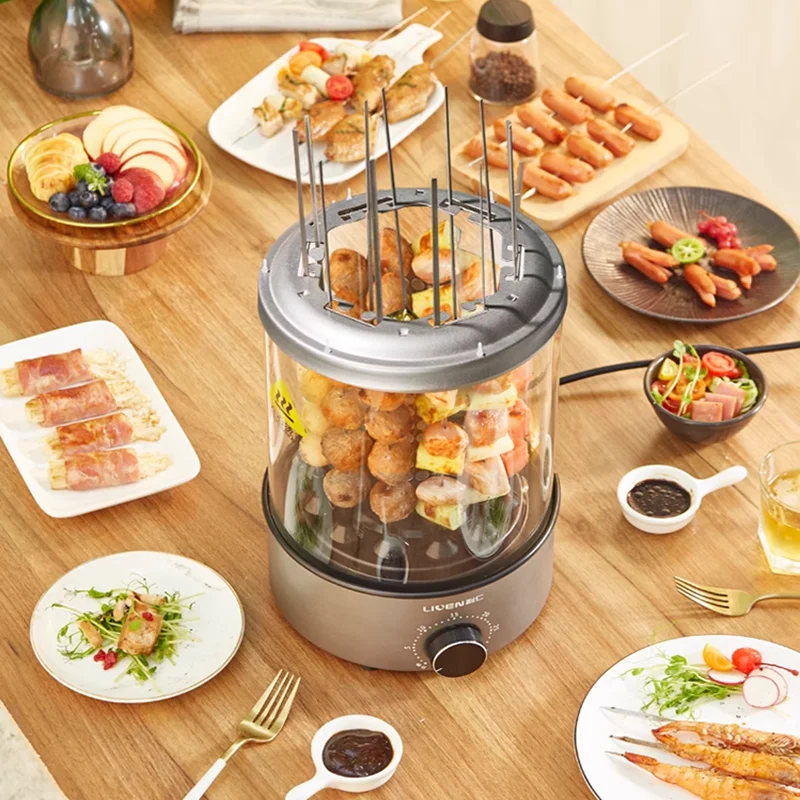 Household Electric Barbecue Grill Skewer Vertical Self-baking Machine Barbecue Grill Automatic Rotating Smokeless Grill 5