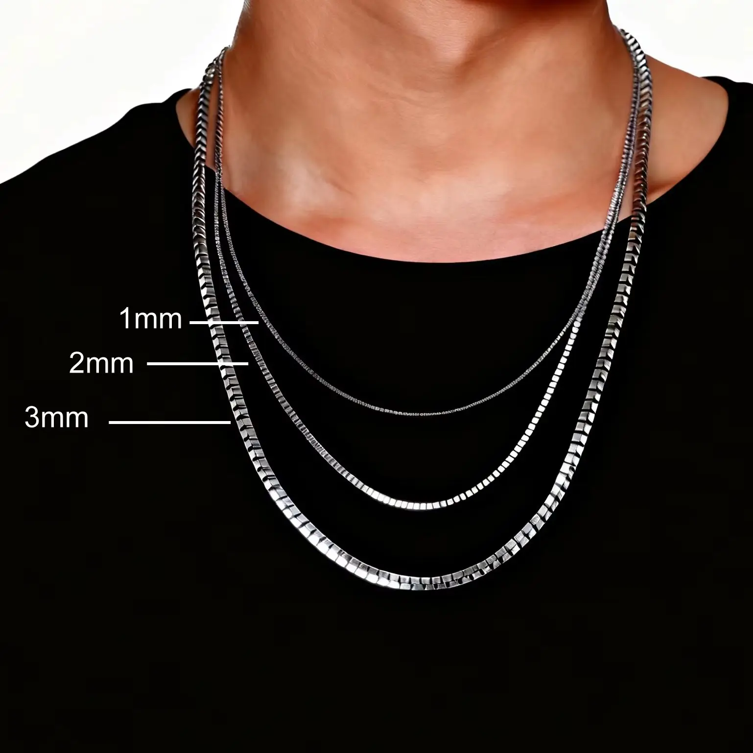 Klassische 1/2/3mm Breite Runde Box Kette Edelstahl Halsketten für Männer Lichtecht Platz Rolo Link Ketten Halsband Punk Schmuck