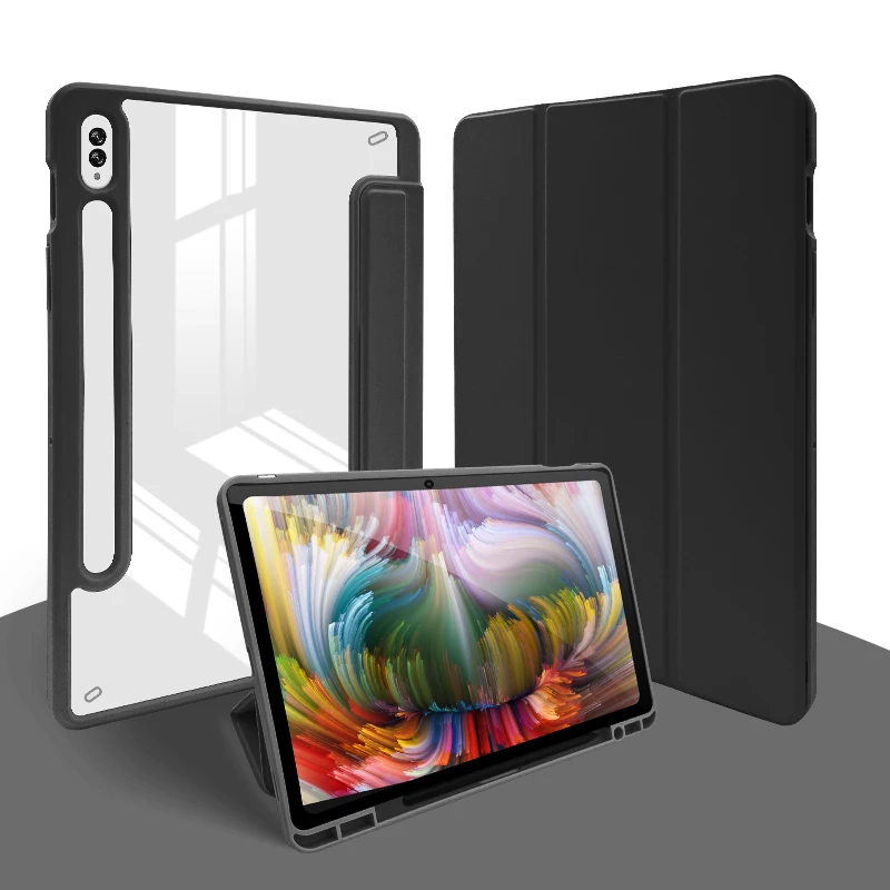 Per Samsung Galaxy Tab S7 S8 Plus Fe S6 Lite Custodia Con Portapenne Cover Posteriore Trasparente Di Lusso Per Tablet Samsung S7 Fe S6 Lite