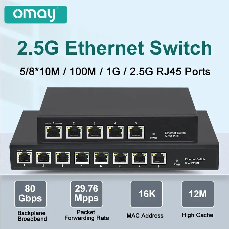 Коммутатор-omay-5-8-rj45-25-ГБ-10-гигабитных-портов