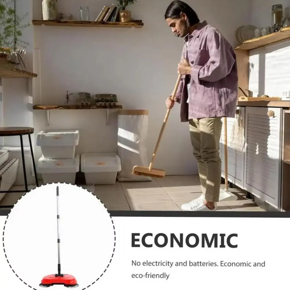 Adjustable Handle Hand Push Sweeper 3-in-1 Design Lightweight Vacuum Broom Easy to Use Stainless Steel Handle Carpet Sweeper - 2
