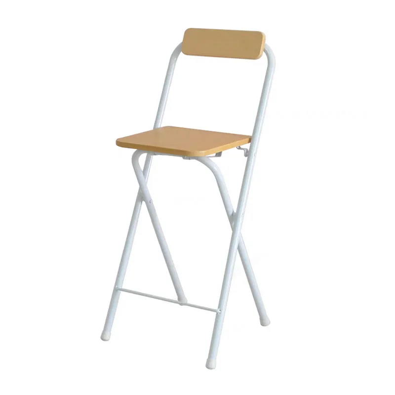 0059A Folding Tall Stool Living Room Creative Wood High Stool Portable Household Bar Backrest Chair High Foot Leisure Chair