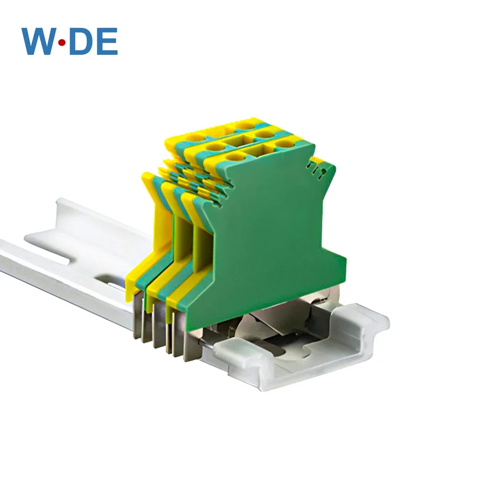 10Pcs PE Din Rail Terminal Blocks USLKG-2.5N Ground Universal Connector Screw Wire Conductor USLKG2.5 din rail terminal block