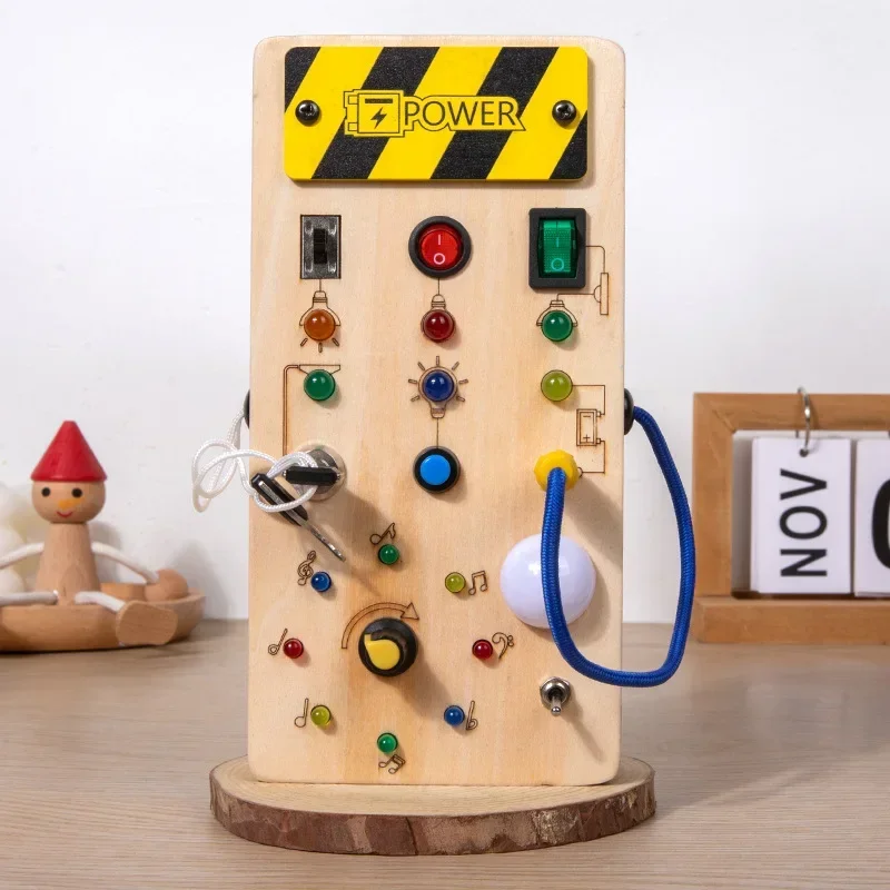 Wooden Montessori Busy Board with LED Light for Toddlers Ages 2-4 - Picture 8 of 20
