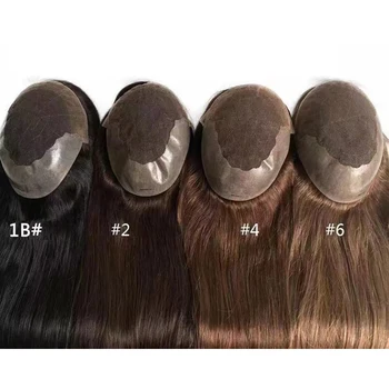 Toupet da donna all'ingrosso con base Q6 in capelli vergini brasiliani, allineamento cuticole, parrucca frontale in pizzo per donna