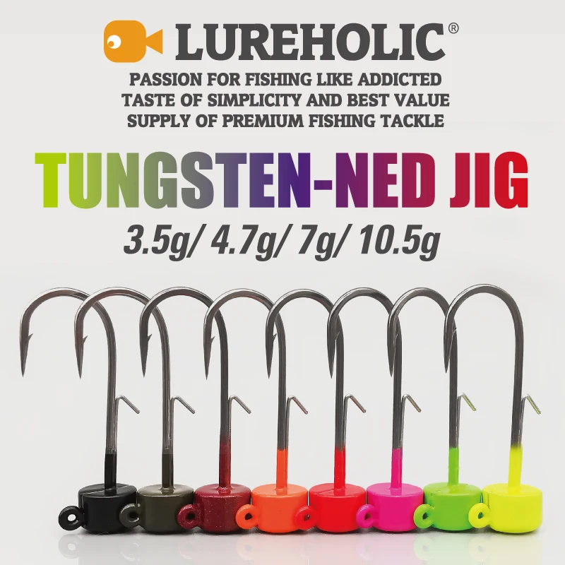 Tête plombée tungstène LUREHOLIC Ned Jig avec hameçon Mustad Norvège pour pêche longue distance