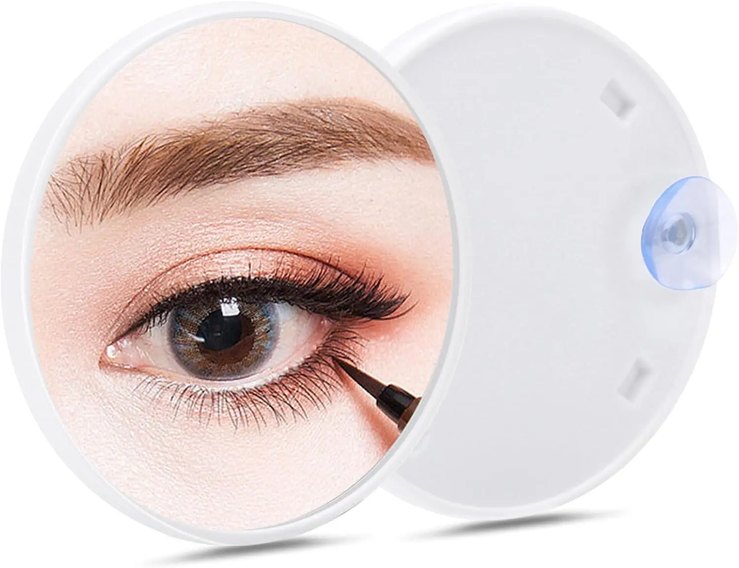 2 Pcs 15X Travel Magnifying Mirror Suction Cup, 3.54 Inch Round Small Magnified Mirror Compact, Portable Face Makeup with