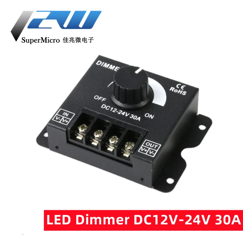 Dimmer LED DC 12 V 24 V per striscia LED regolatore di luminosità striscia luminosa PWM regolatore 30 A nero