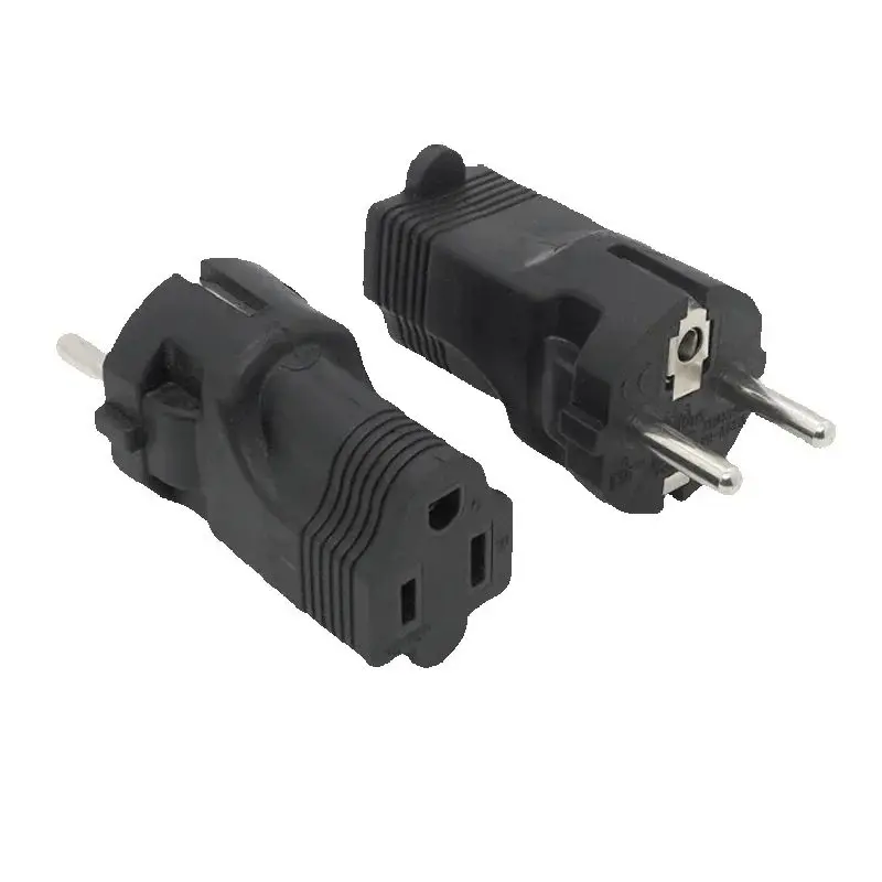 Black Universal EU to US Travel Power Adapter Plug