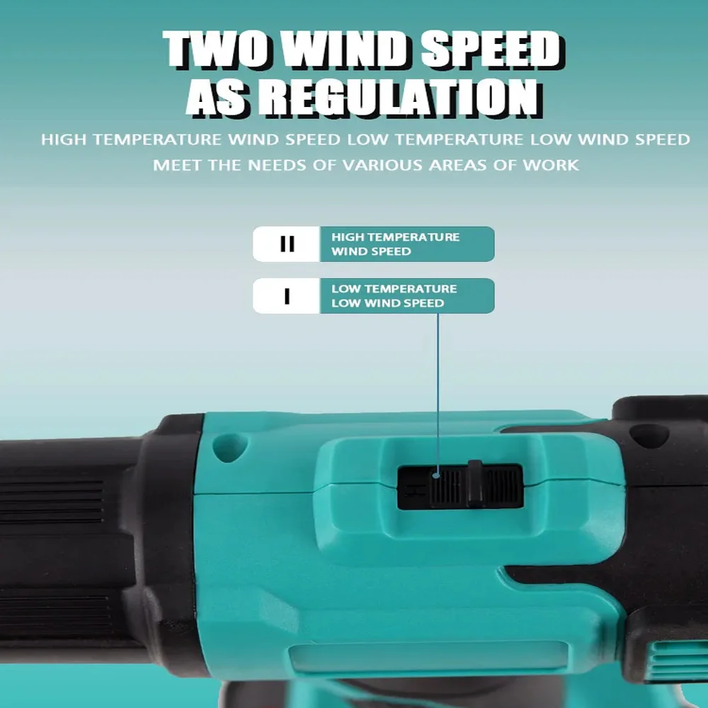 Electric Heat Gun Rechargeable Cordless 300-550℃ Temperature Adjustable Handheld Hot Air Gun with Nozzles for Makita 18V Battery