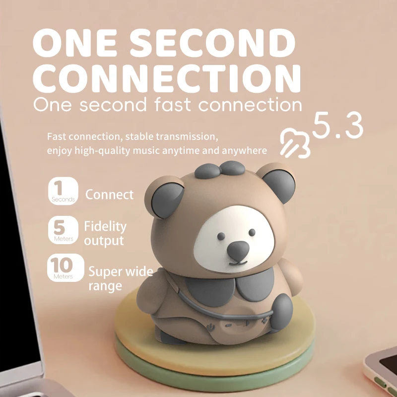 Mini Cute Animal Bluetooth Speaker Cartoon Bear TWS Connection Stereo Soundbar TF Card Music Player Best Gifts Waterproof Audio