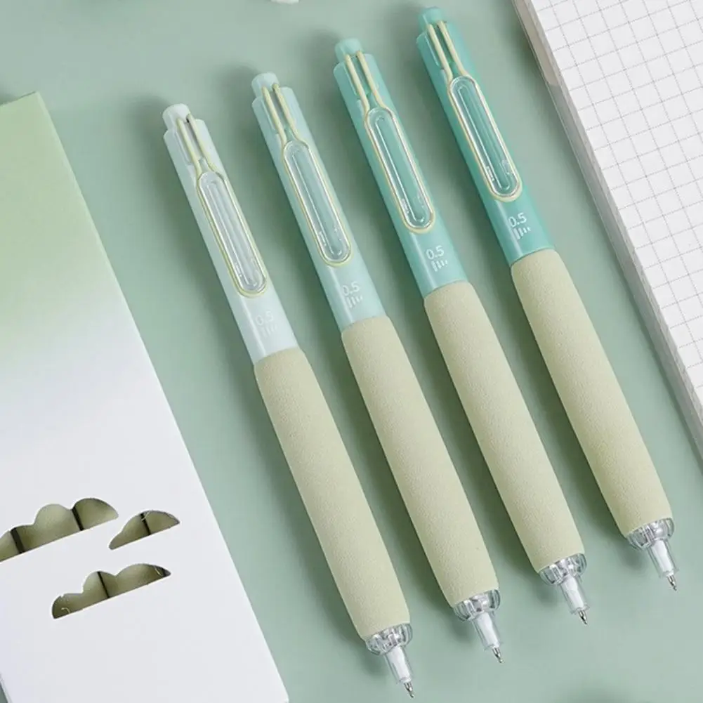 

Sponge Grip Pen Quick-drying Gel Pens 4pcs Soft Sponge Press Type Capacity Plastic Writing Pen for School Stationery Student