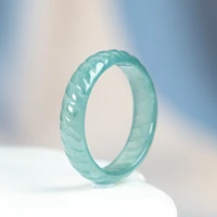 TIMESWIND Natural A-type Jade Blue Dragon Scale Three-D Ice Sense Men and Women Ring with Certificate