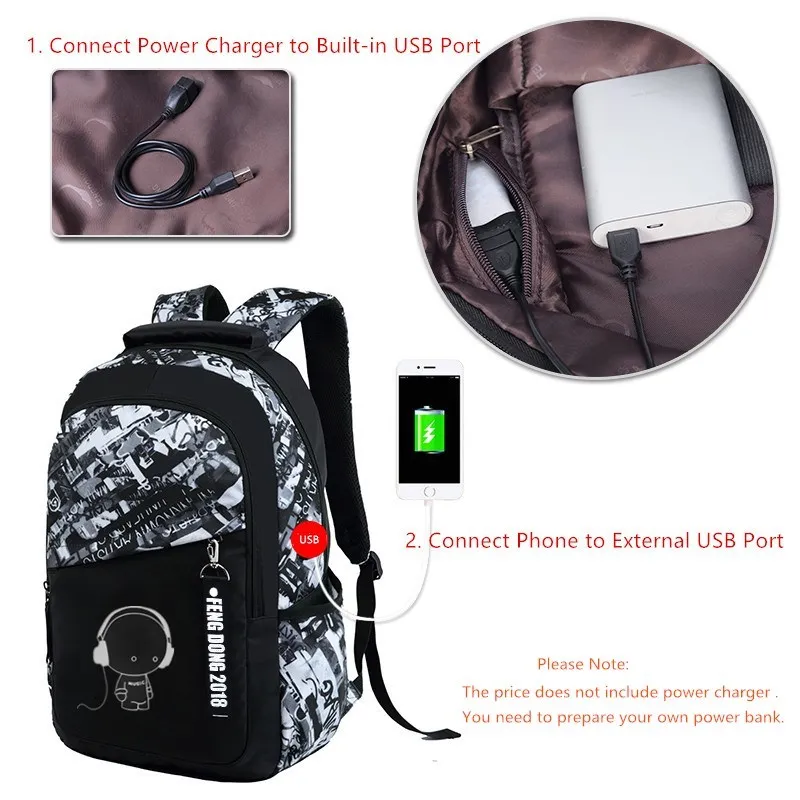 Luminous school bags waterproof large backpack for teenagers bagpack glowing school backpack for boy student chest bag set 6