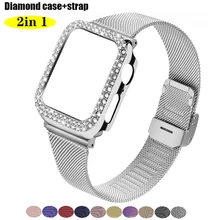 

Diamond Case+magnetic Strap for Apple Watch Series 7 6 SE 5 4 Women Stainless Steel Metal Band for iWatch 38 42mm 40 44 41 45mm