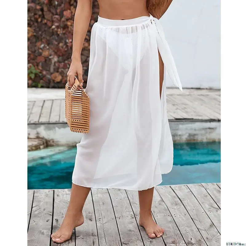 bathing suit and cover up set 2022 Summer New Holiday Sexy Perspective High Waist Strappy Skirt Waist Slim Sexy Sunscreen Beach Skirt crochet bikini cover up