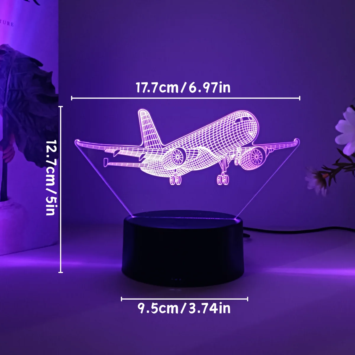 1pc 항공기 모델 3D 야간 조명, USB 인터페이스, 비행 매니아 컬렉션 선물 테이블 조명, 휴일 장식 조명.