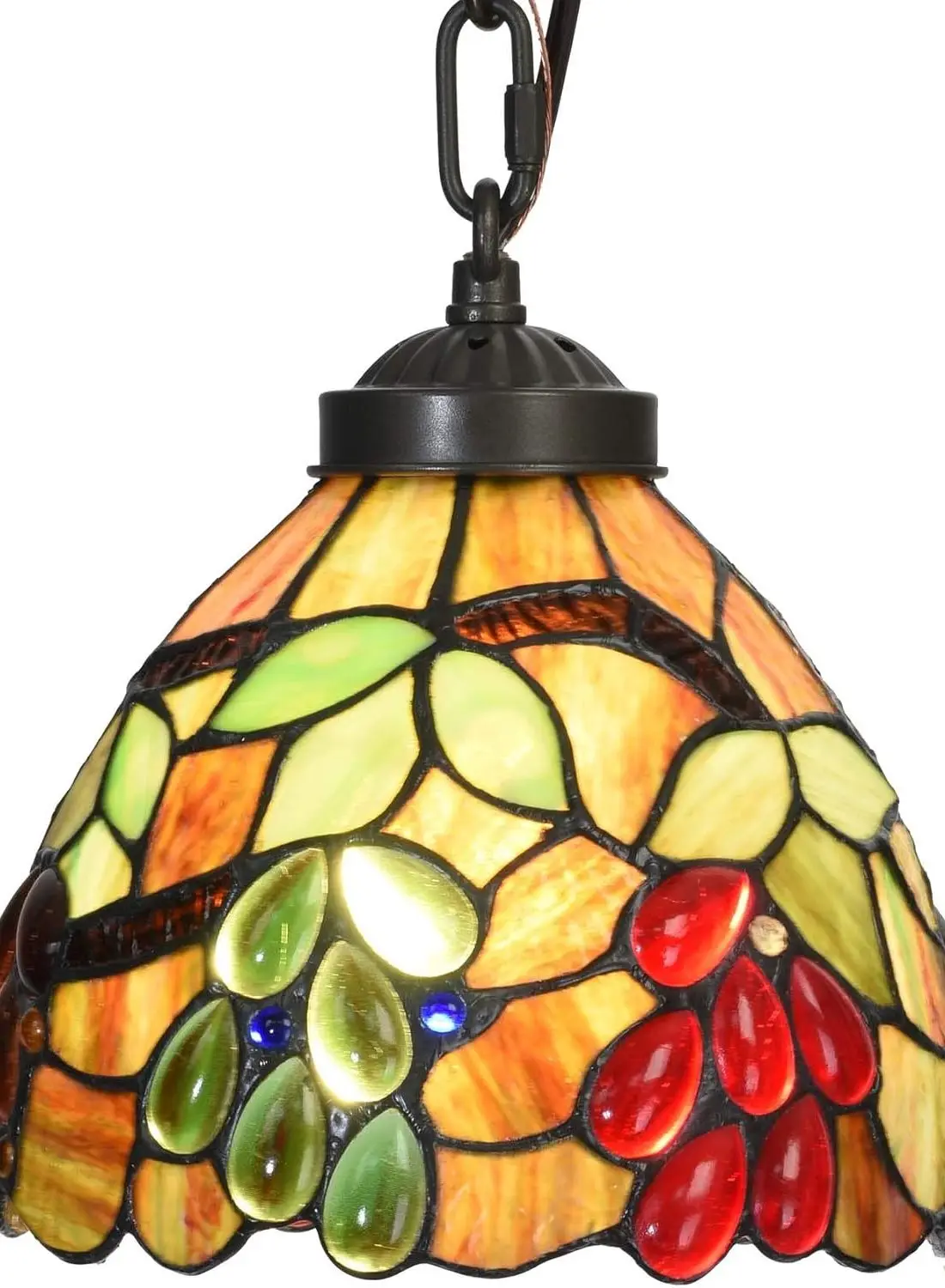 

0761 Grape Tiffany Style Stained Glass Ceiling Pendant Light with 7 inches Wide Lampshade