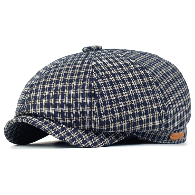 

Summer Plaid Newsboy Cap Breathable Peaky Octagonal Hat Vintage Soft Casual Berets Cap Visor Gatsby Flat Ivy Hat Spring