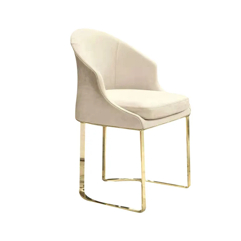 Modern Light Luxury Stainless Steel Dining Chair Nordic Hotel Chairs American Leisure Chair Gold-plated Negotiation Chair GM