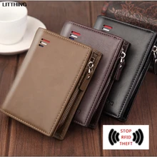 

Short Men's Wallets 2021 Fashion New Card Holder Multifunction PU Leather Purse For Male Vintage Zipper Wallet With Coin Pocket