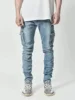 Solid Color Multi Pockets Casual Mid Waist Trousers Slim Fit Daily Wear Joggers Street Elastic Jeans Side Pockets Pencil Pants