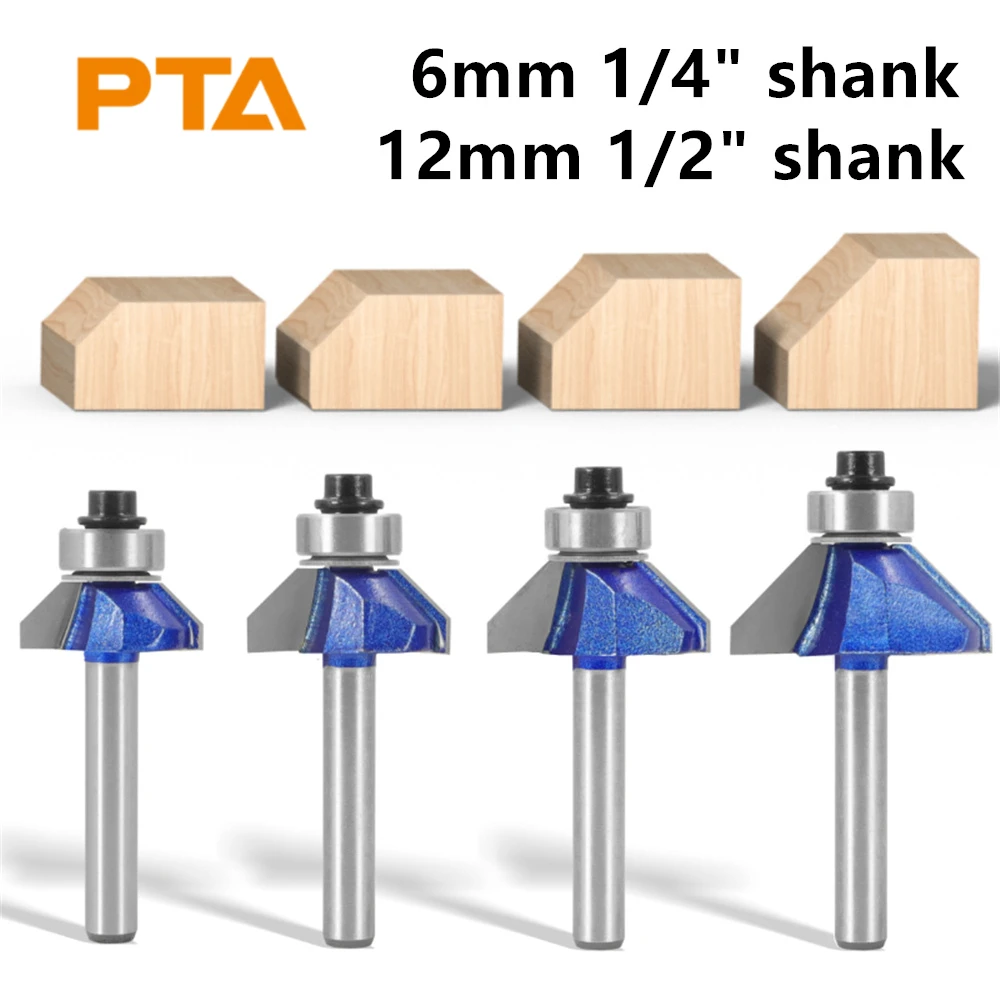 

Фреза фаска 6 мм 6,35 мм 12 мм 12,7 мм 45 градусов, фрезы для дерева, деревообрабатывающие фрезы, фрезы для дерева, торцевые фрезы, инструменты