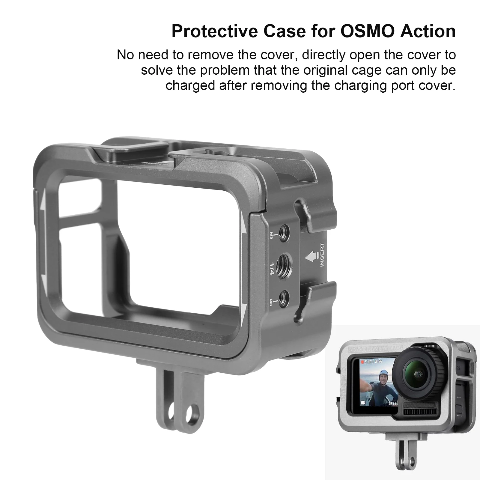 Achetez Cage de Protection Aluminium pour DJI Osmo Action - Support Chaussure Froide, prête à l'emploi.