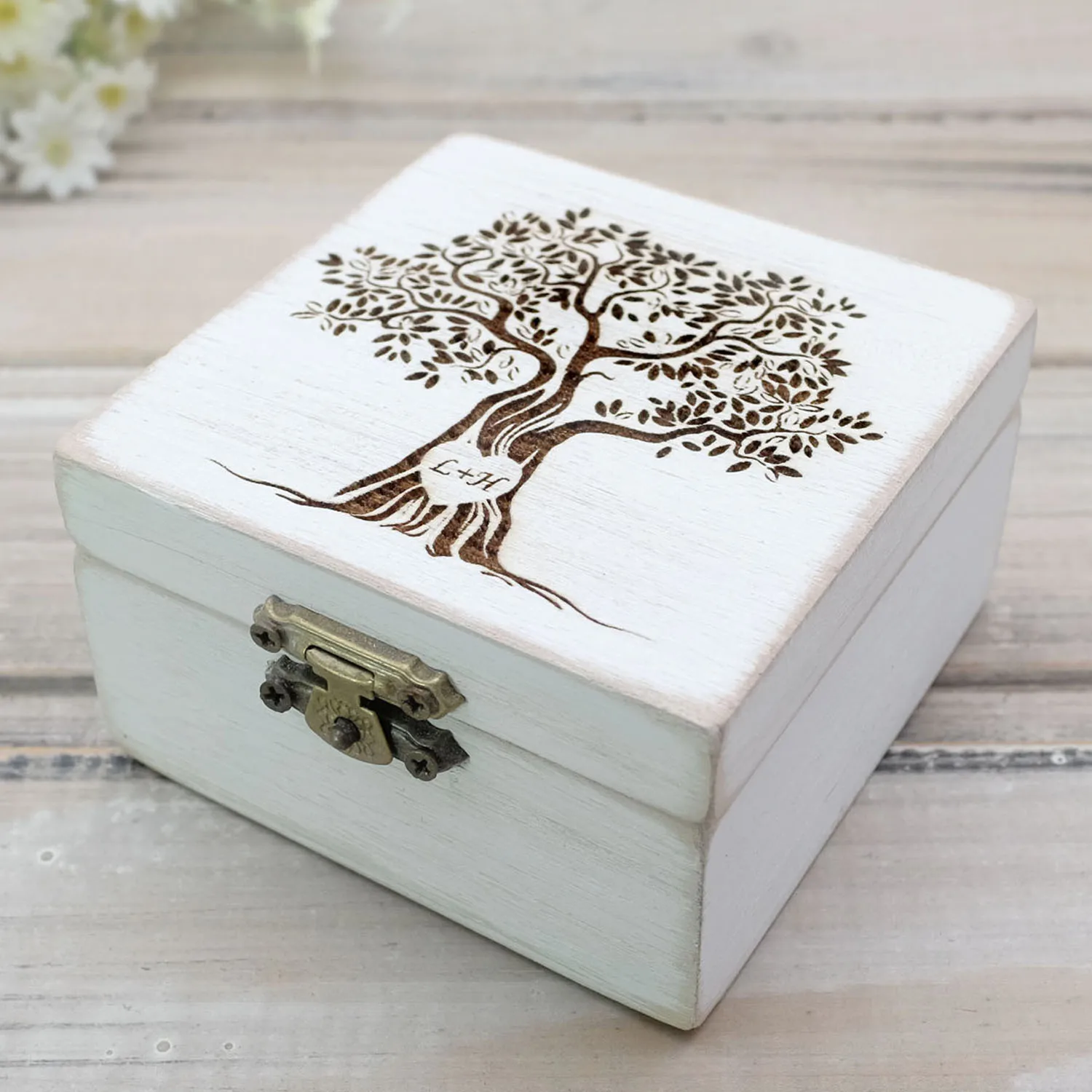 Personalized Wedding Ring Bearer Box Rustic Engagement Ring Box Wooden Ring Box Wedding Gift Bridal Shower Gift Jewelry Holder