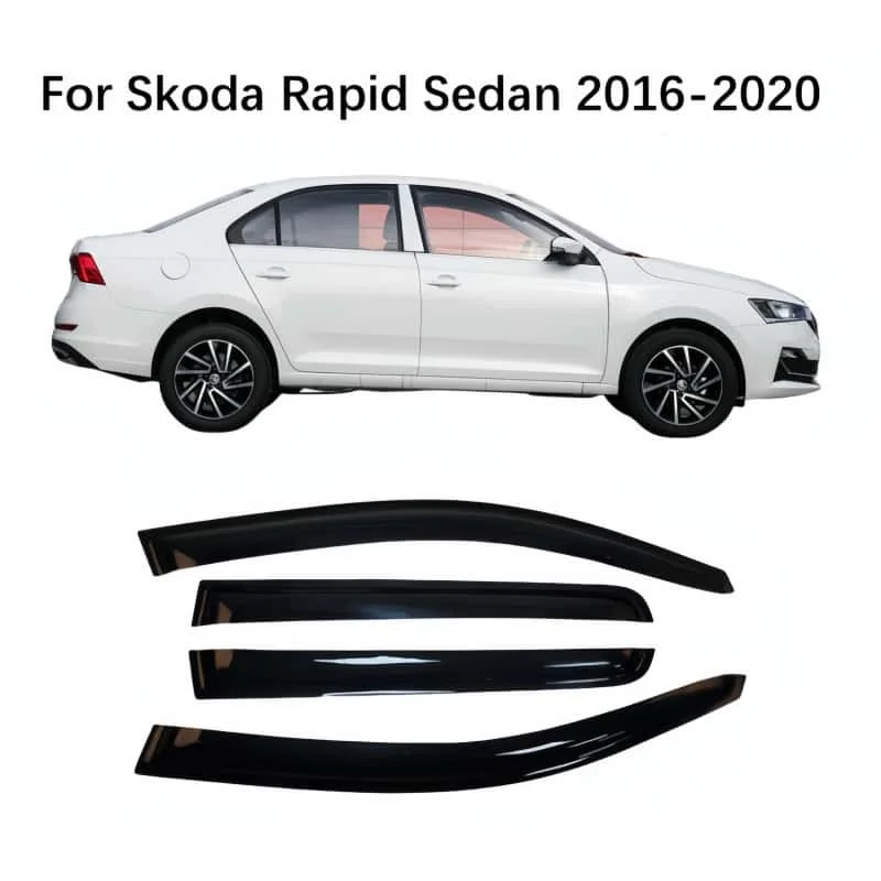 Car Accessories Window Visors Rain Sun Guard Vent Wind Deflector Weathershield Moulding Trim For Skoda Rapid Sedan