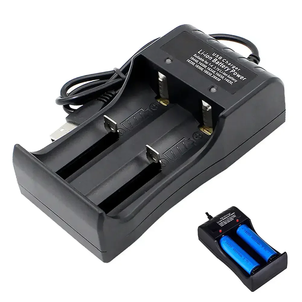 Dual-Slot Lithium Battery Charger for Rechargeable 18650 Batteries
