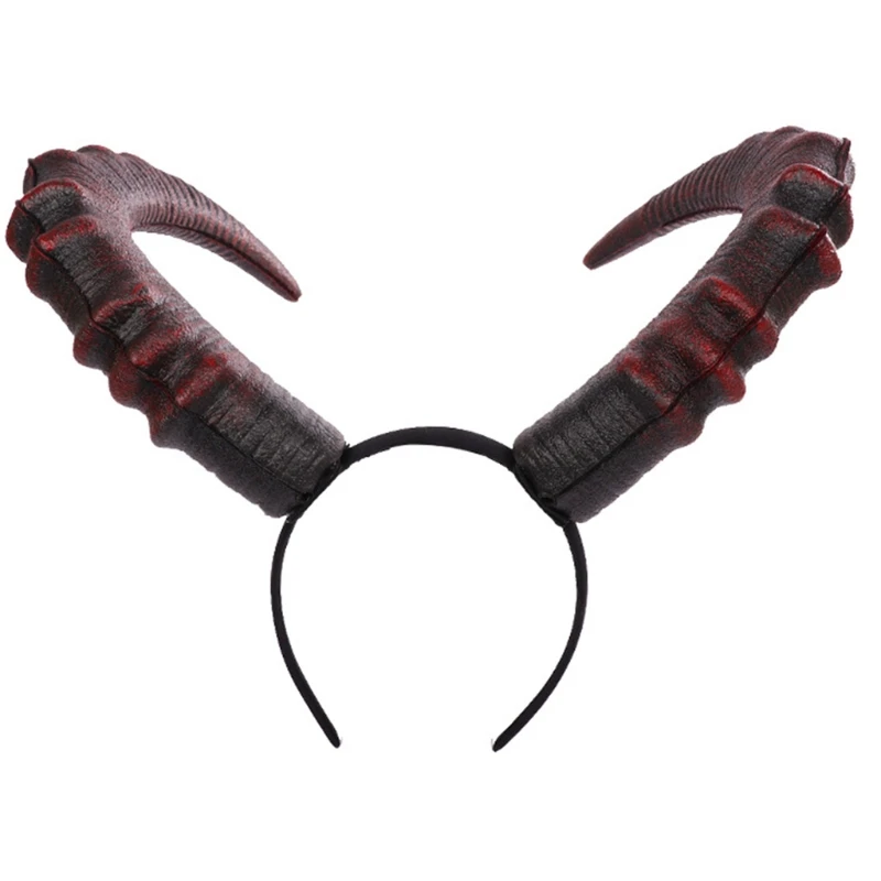 

Gothic Halloween Cosplay Costume Hair Accessories Realistic Black Red Long Devils Horn Headband Festival Carnival Party Dropship