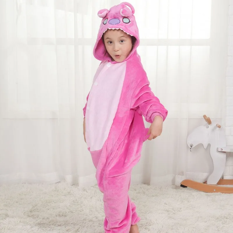 Disney Kids Lilo Stitch Cosplay Costumes Jumpsuit Kigurumi Clothes Stitch Child Hooded Loungewear Halloween Boys Girls Clothes kids pajamas