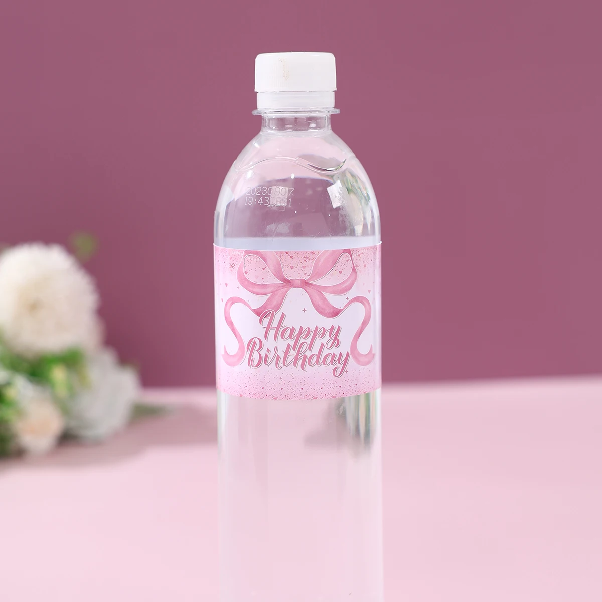 Rosa Schleife Flaschenaufkleber Happy 1st Birthday Party Dekoration Kinder Mädchen Hochzeit Geburtstag Partyzubehör Gefälligkeiten Babyparty Dekor – Detail 11