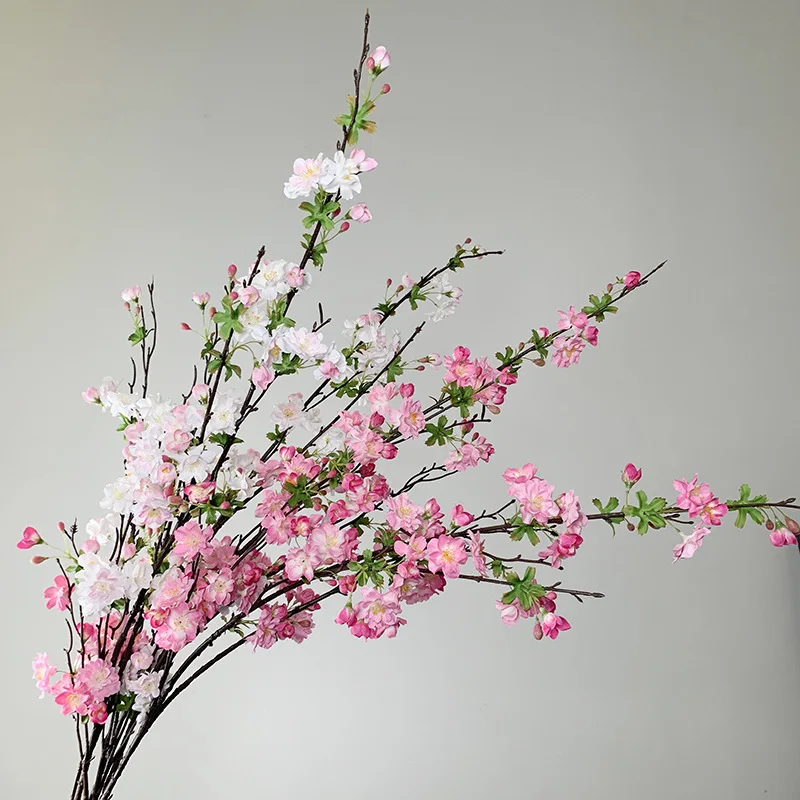 Lifelike Silk Peach Blossom Artificial Cherry Blossoms