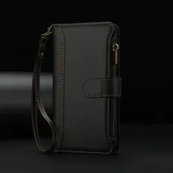 Crossbody Leather Zipper Wallet Case with 9 - Card Holder and Flip Cover - OnePlus Nord 4 (Black-(Only Strap))