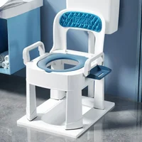 Height Adjustable Portable Elderly Toilet: Anti-Rollover Commode Chair, Non-Slip Leather Backrest for Maternity Squat Seat 1