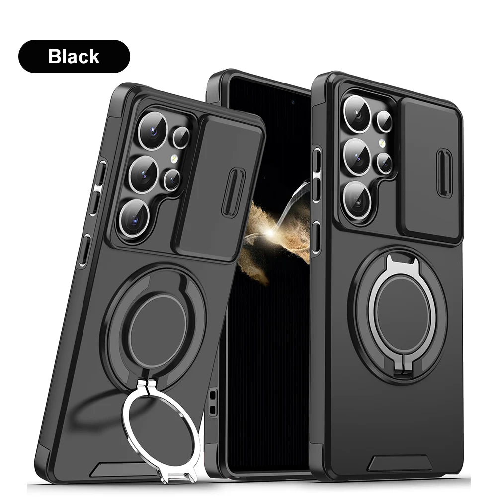 Enhanced Magnetic Phone Case with Ring Bracket and Camera Protection
