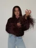Women Chic Feather Patchwork Knitted Cardigan O-neck Long Sleeve Single-breasted Short Sweater 2025 Lady High Street Knitwear ﻿