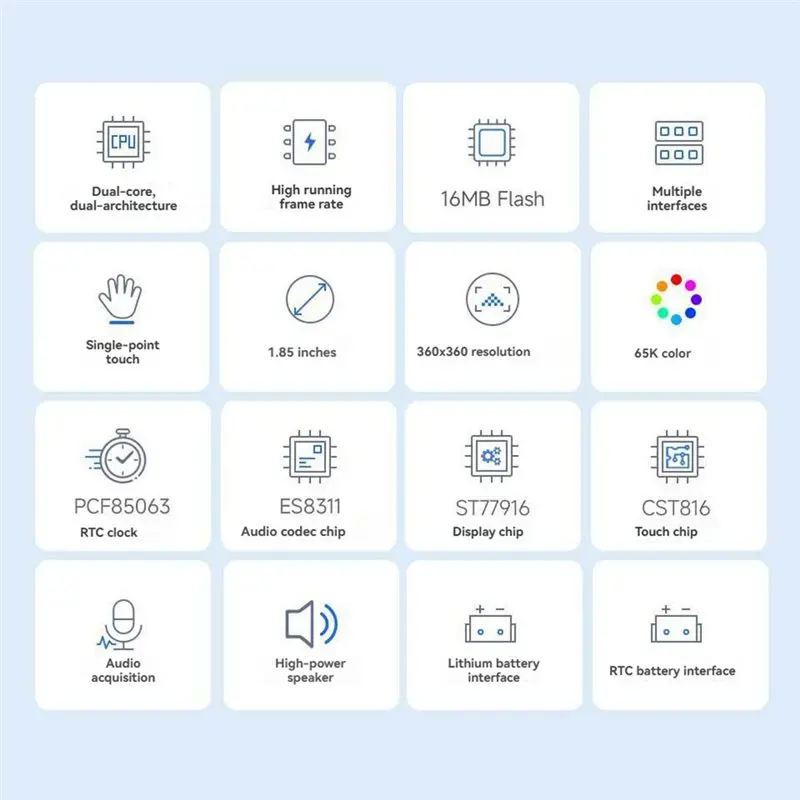 AP-For Raspberry Pico 2 RP2350A 1.85인치 LCD 원형 터치스크린 디스플레이(소형 스피커 포함)- RP2350-Touch-LCD-1.85C