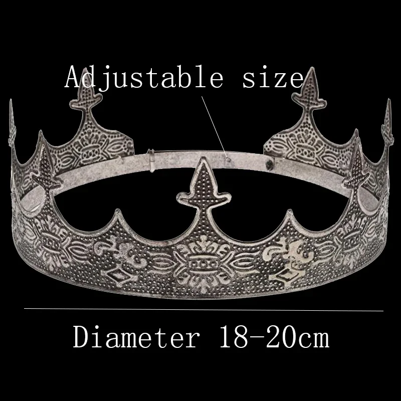 Hair Accessories Crown Headband Baroque Vintage Metal Circle Tiara Royal Queen King Crown Men Queen Hair Accessories Tiara Performance Tiara Unisex Prince Crown