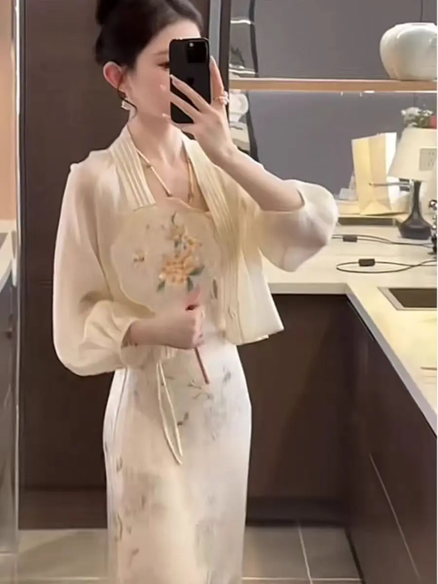 여성용 긴팔 자외선 차단 셔츠, 우아한 여성용 블라우스 상의, 중국 스타일, 단색, 시크한 블라우스, 여름 신상 