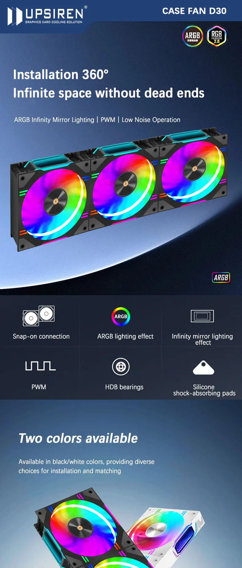 D30 120X120X30mm Computer Chassis cooling fan Suitable for air cooling/water coo